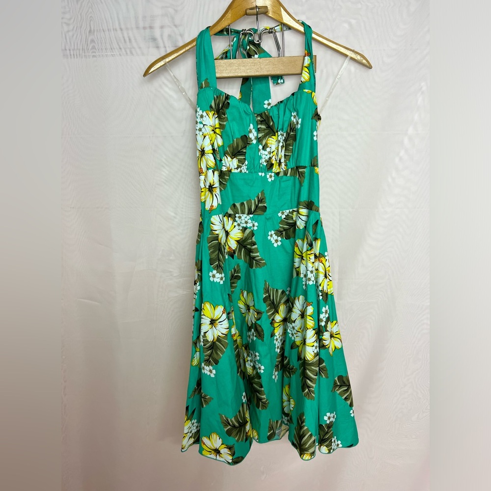 Sara USA tropical cotton halter dress